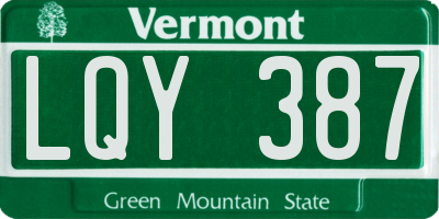VT license plate LQY387