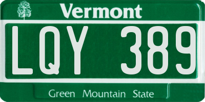 VT license plate LQY389