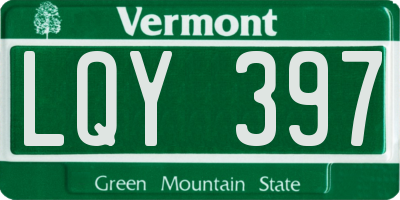 VT license plate LQY397