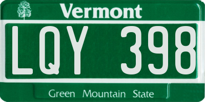 VT license plate LQY398