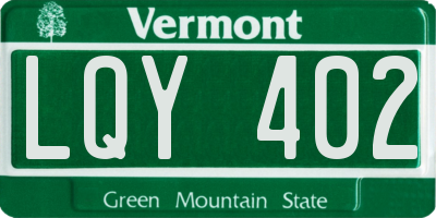 VT license plate LQY402