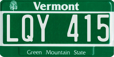VT license plate LQY415