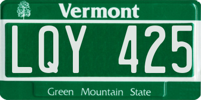 VT license plate LQY425