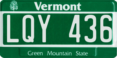 VT license plate LQY436