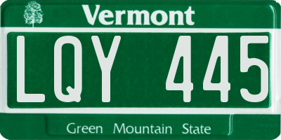 VT license plate LQY445