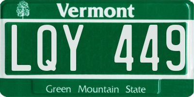 VT license plate LQY449
