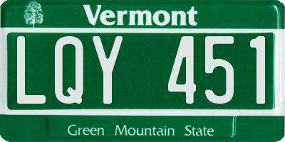 VT license plate LQY451