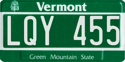VT license plate LQY455