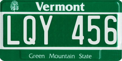 VT license plate LQY456