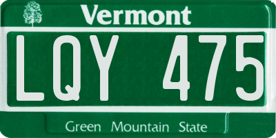 VT license plate LQY475
