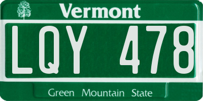 VT license plate LQY478