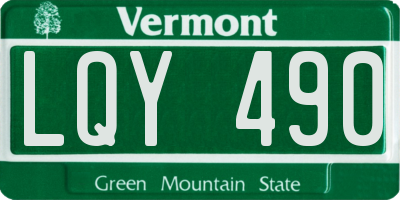 VT license plate LQY490