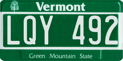 VT license plate LQY492