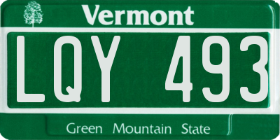 VT license plate LQY493