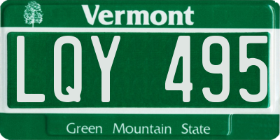 VT license plate LQY495