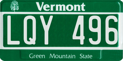 VT license plate LQY496