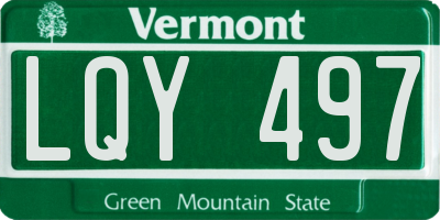 VT license plate LQY497