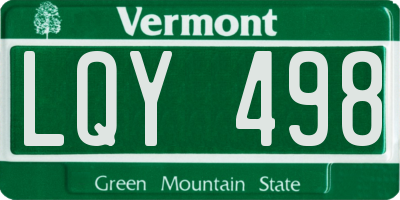 VT license plate LQY498