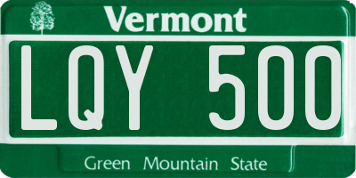 VT license plate LQY500