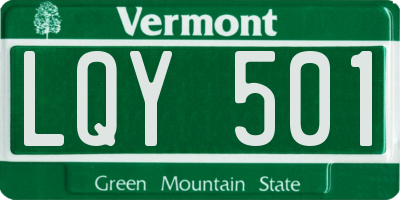 VT license plate LQY501