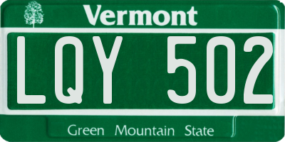 VT license plate LQY502