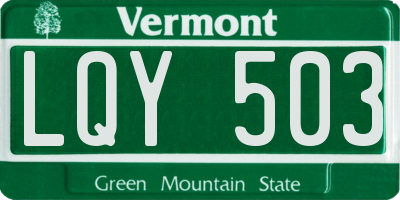 VT license plate LQY503