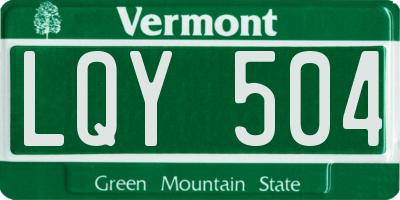 VT license plate LQY504