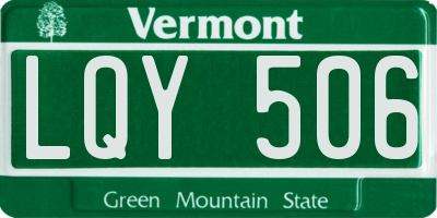 VT license plate LQY506
