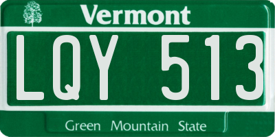 VT license plate LQY513