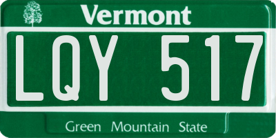 VT license plate LQY517