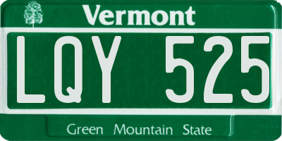 VT license plate LQY525