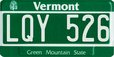 VT license plate LQY526