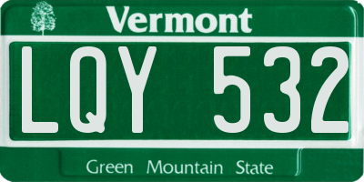 VT license plate LQY532