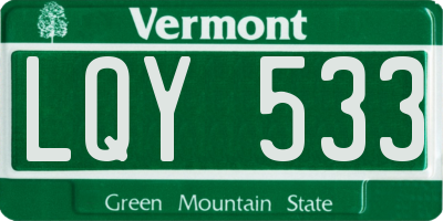VT license plate LQY533