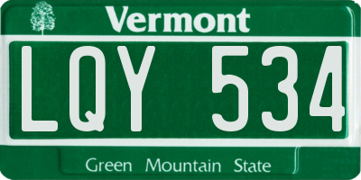 VT license plate LQY534