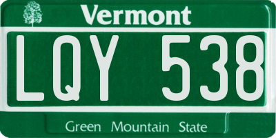 VT license plate LQY538