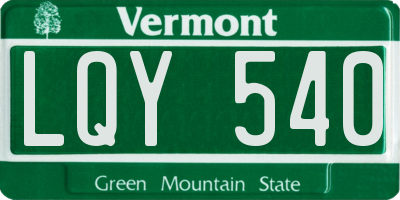 VT license plate LQY540
