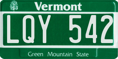 VT license plate LQY542