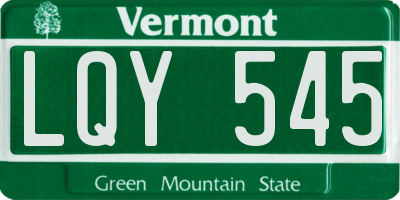 VT license plate LQY545