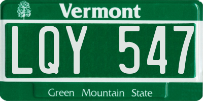 VT license plate LQY547