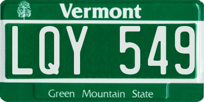 VT license plate LQY549