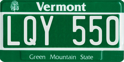 VT license plate LQY550