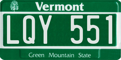VT license plate LQY551