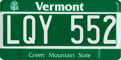 VT license plate LQY552
