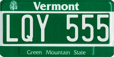 VT license plate LQY555