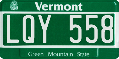 VT license plate LQY558