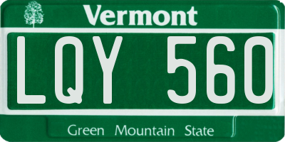 VT license plate LQY560