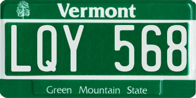 VT license plate LQY568