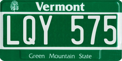 VT license plate LQY575
