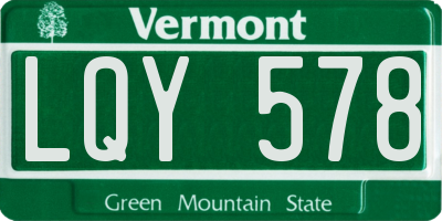 VT license plate LQY578
